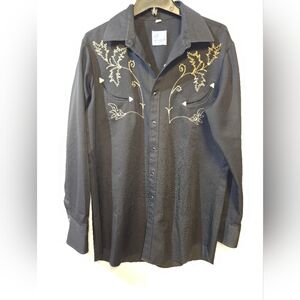 Men's Miller Westetm Wear Vintage  Black Embroidered Shirt
